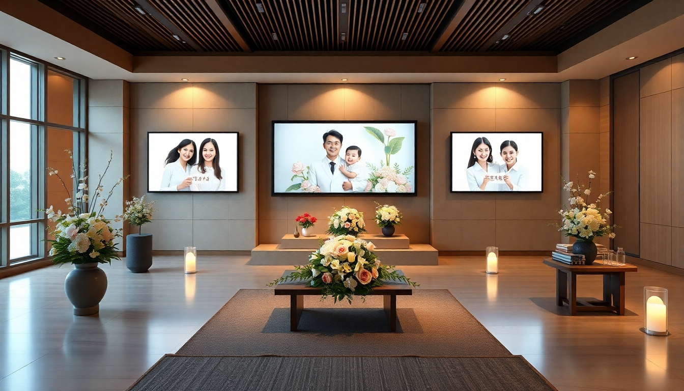 温かい雰囲気の葬儀相談室で、デジタルツールを活用しながらご遺族に寄り添うスタッフ